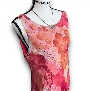 ✨20% Off Sale✨Jessica Howard 90’s Red Floral Shimmery Sleeveless Maxi Dress